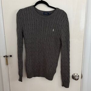 Polo by Ralph Lauren Gray Cable Knit Crewneck Sweater